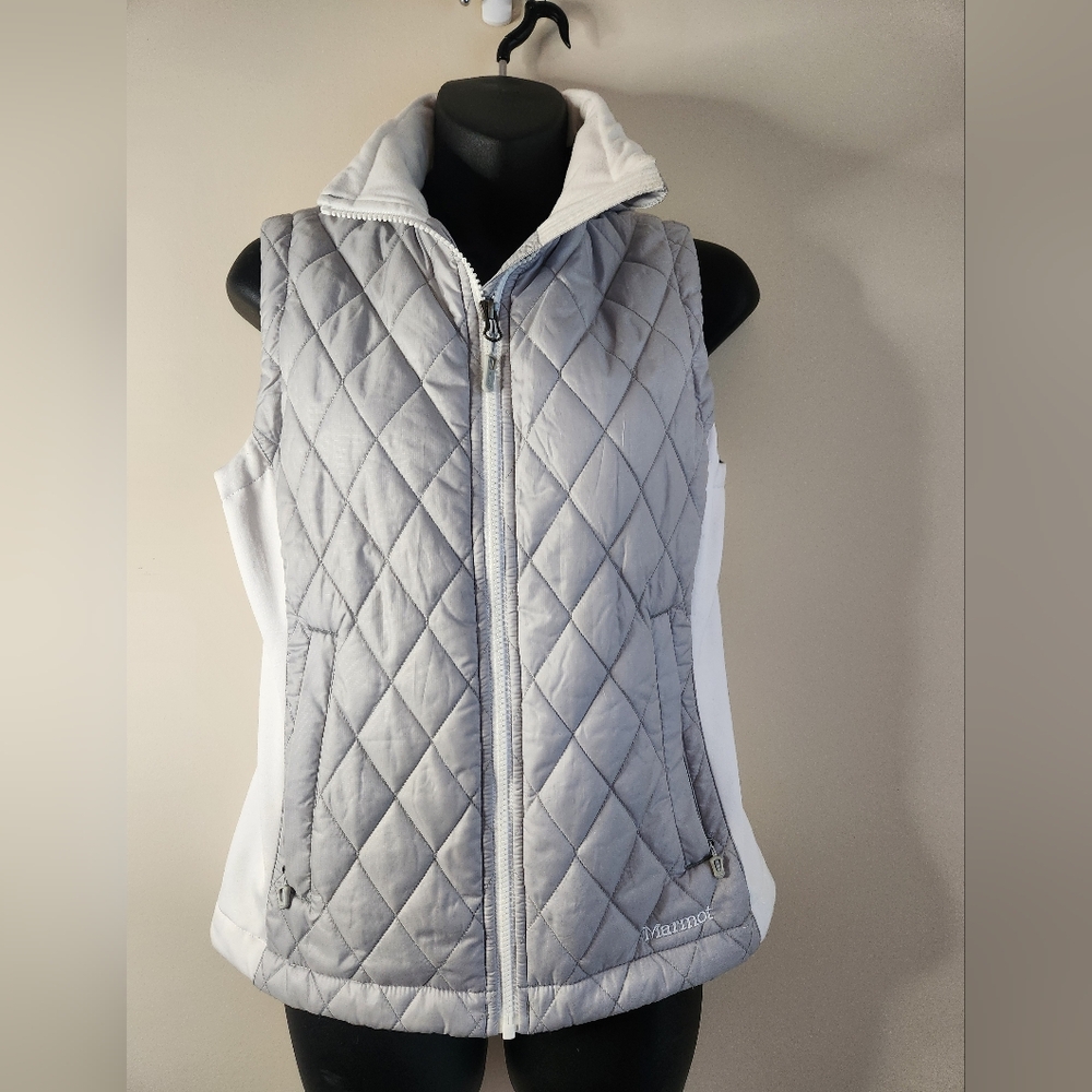Marmot Gray White Quilted Vest for Layering Womens Size Small